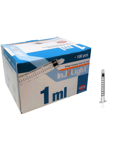 JERINGA 1 ML. TRES CUERPOS LUER LOCK CAJA 100 UDS.