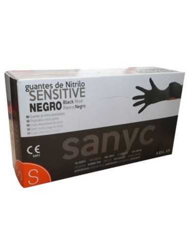 GUANTE NEGRO NITRILO SIN POLVO T-S CAJA 100 UNIDADES (SENSITIVE)