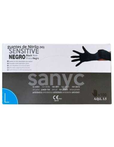 GUANTE NEGRO NITRILO SIN POLVO T-G CAJA 100 UNIDADES (SENSITIVE)