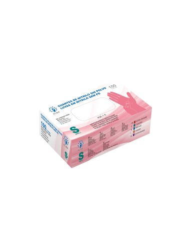 LUVAS DE NITRILO COR-DE-ROSA SEM PÓ T-P CAIXA 100 UNIDADES