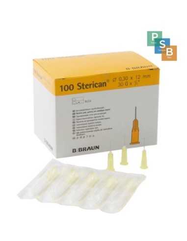 AGUJA 0,3mm X 12mm 30G 1/2" CAJA 100 UDS. (amarillo) BRAUN MEDICAL