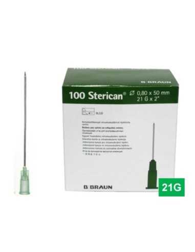 AGUJA 0.8mm X 50mm, 21G 2" LUER CAJA 100 UDS. (verde) BRAUN MEDICAL