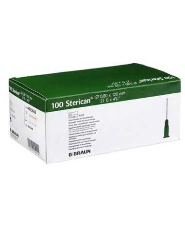 AGUJA STERICAN 0,8mm X 120mm, 21G 4 3/4" CAJA 100 UDS. BRAUN MEDICAL (VERDE)