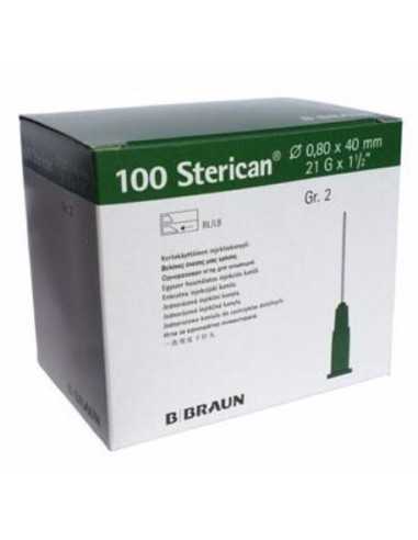 AGUJA 0,8mm X 40mm, 21G 1 1/2" CAJA 100 UDS. (Verde) BRAUN MEDICAL