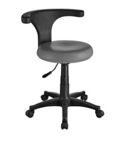 TABURETE GRIS ERGONOMICO PODOLOGIA MODELO "ERGO". BASE CON RUEDAS. RESPALDO ROTA