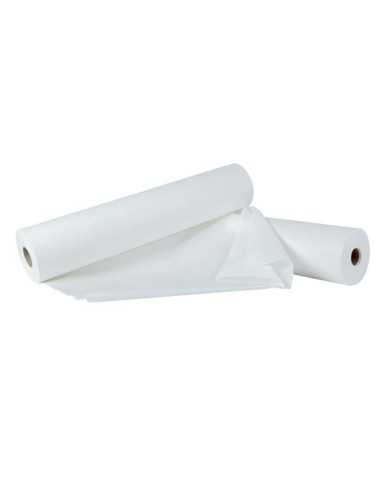 ROLLO PAPEL CAMILLA BLANCO PLASTIFICADO 80 MTS. PRECORTE 40 CM., CAJA 6 UD.