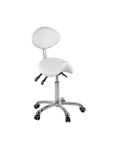 TABURETE ERGONOMICO CON RESPALDO 1025 ECOLINE COLOR BLANCO