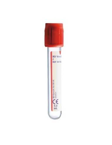 TUBO VACUTAINER SIN CITRATO 5ML TAPON ROJO (100 uds)- NO SILICONADO